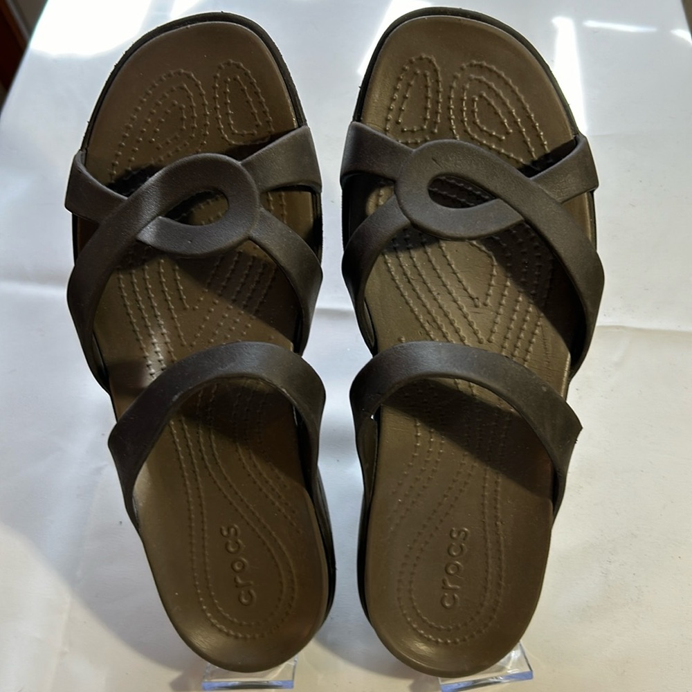 Crocs Women’s Brown Sandal Slides Size 11-EUC